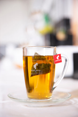 Brewed Fennel Wellness Chai Tea in Glass Cup