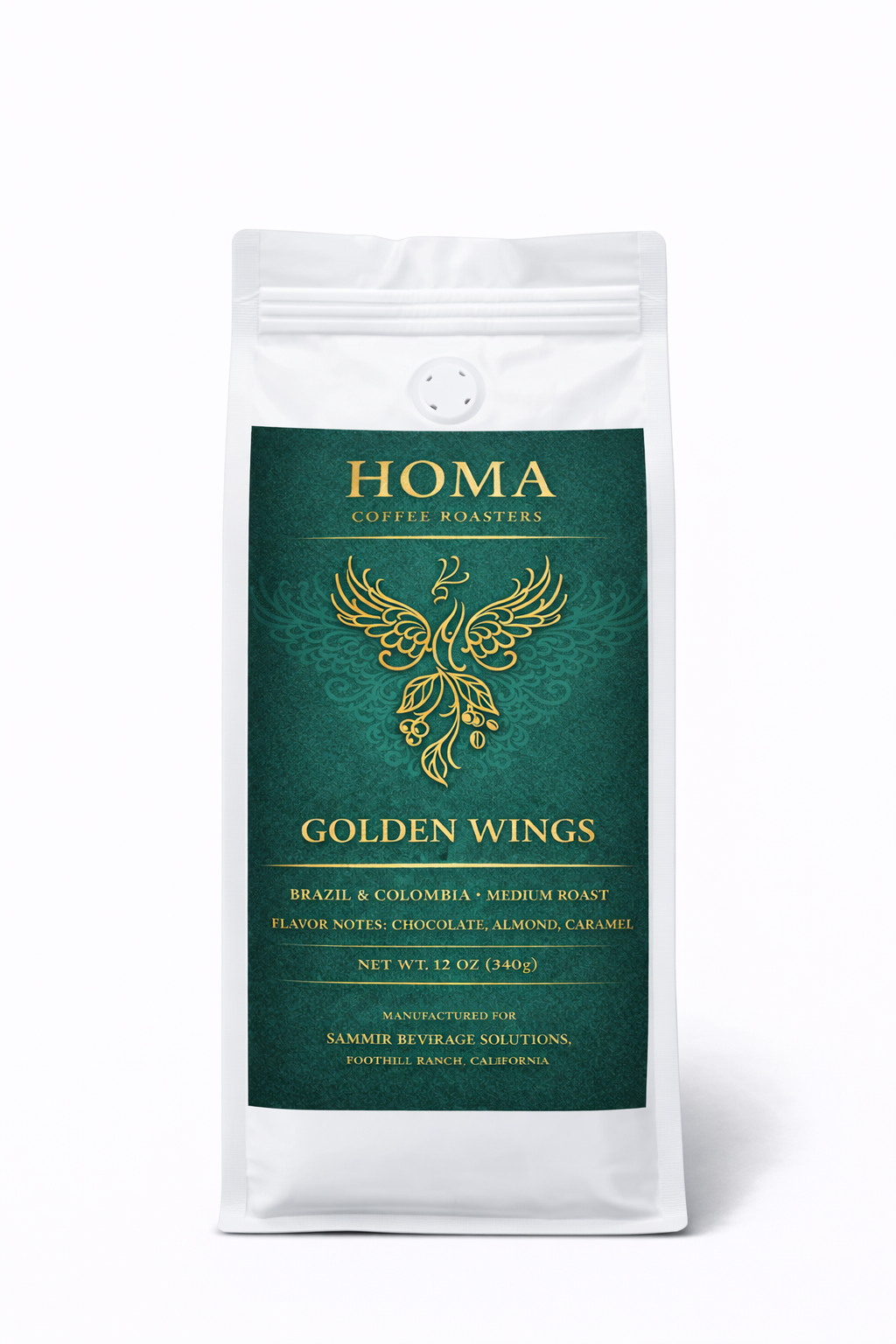 Homa Golden Wings - Medium Roast - Whole Beans - 100% Arabica