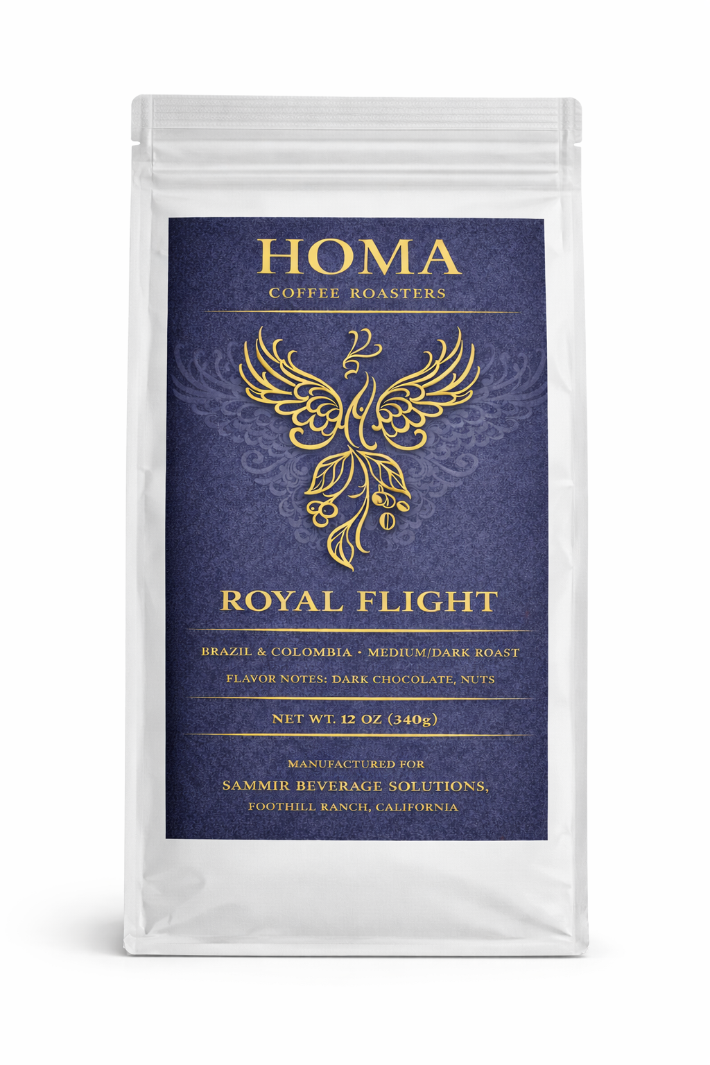 Homa Royal Flight - Medium/Dark Roast - Whole Beans - 100% Arabica