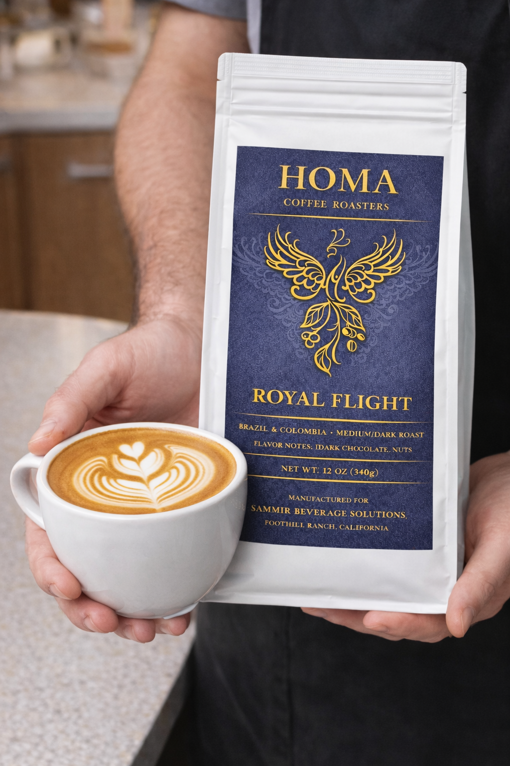 Homa Royal Flight - Medium/Dark Roast - Whole Beans - 100% Arabica