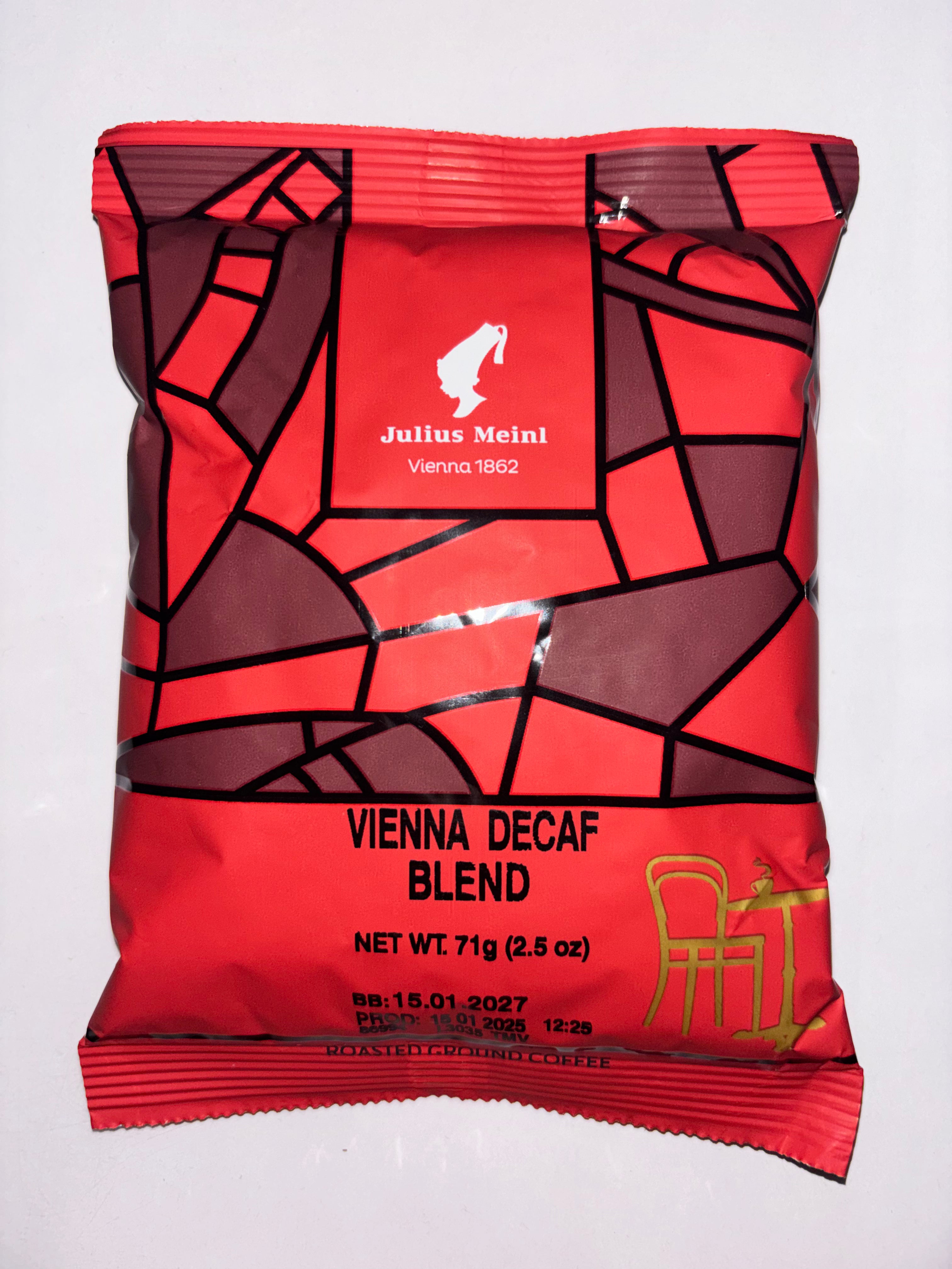 Julius Meinl Vienna Decaf 2.5oz sachet - 30 sachets per case