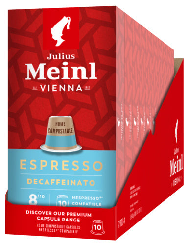 Julius Meinl Espresso Decaffeinato Nespresso® Compatible Capsules Retail Box
