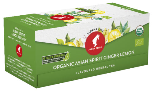 Julius Meinl Organic Asian Spirit Ginger Lemon 25 Tea Bags Box
