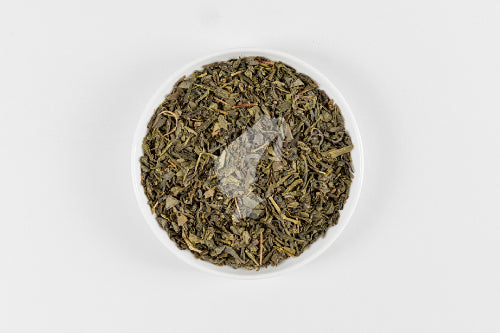 Premium Dragon Sencha Green Tea Leaves Close-up
