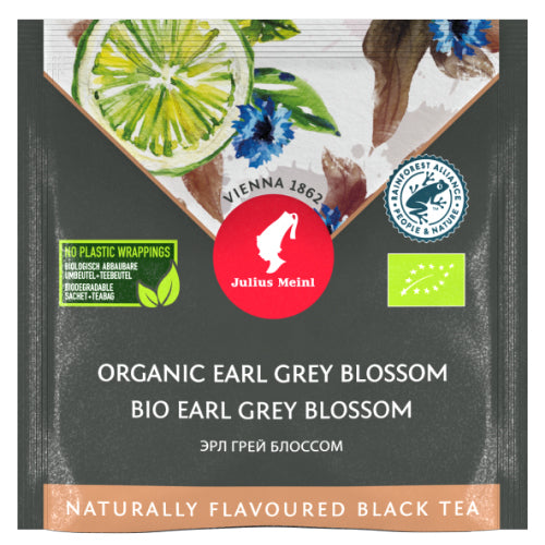 Premium Earl Grey Blossom Black Tea Bags – Front Packaging

