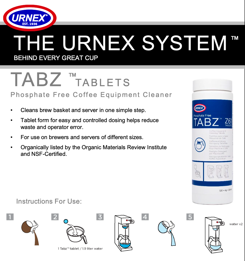 Urnex Tabz Brewer Cleaner - 120/4g Z61 Tablets
