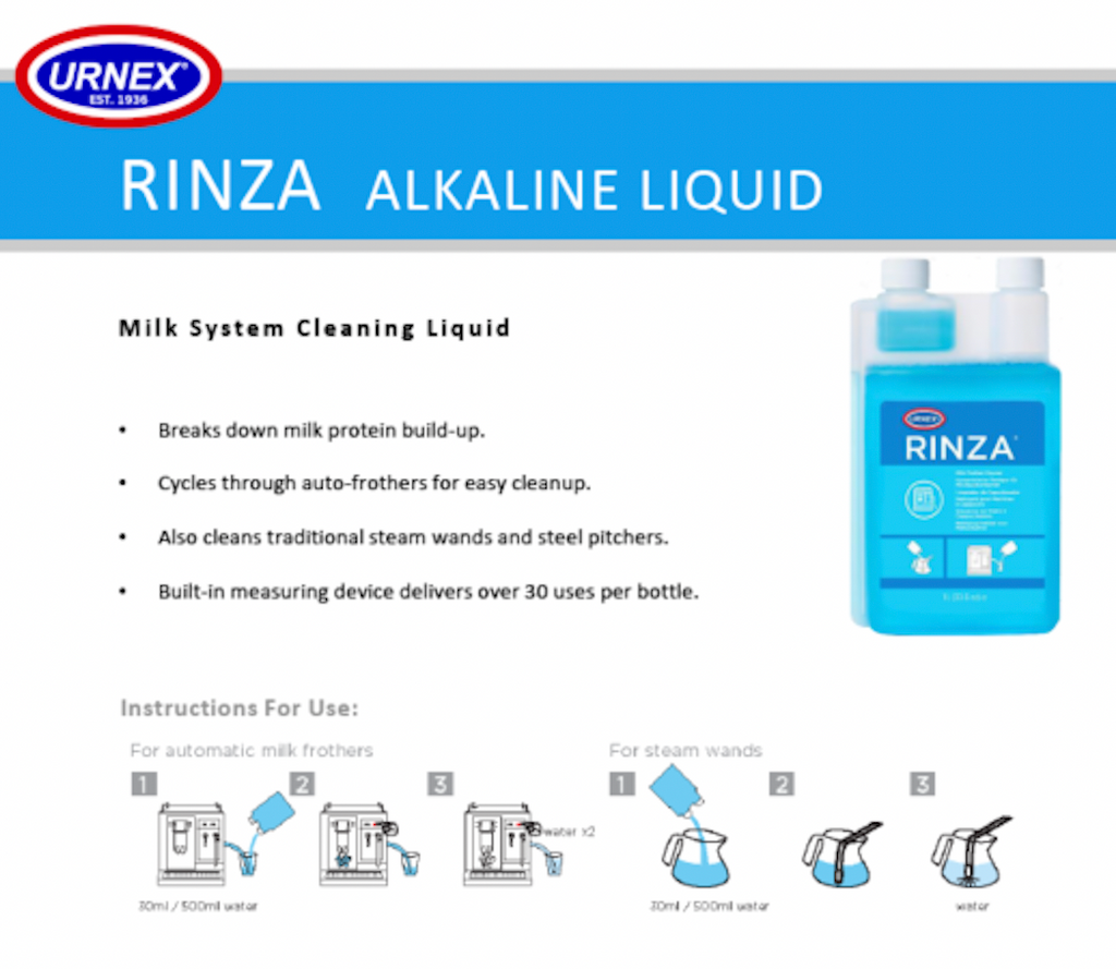 Urnex Rinza Milk Frother Cleaner - 33.8oz Liquid