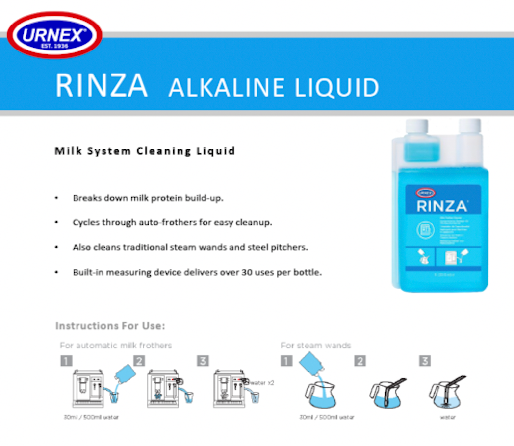 Urnex Rinza Milk Frother Cleaner - 33.8oz Liquid