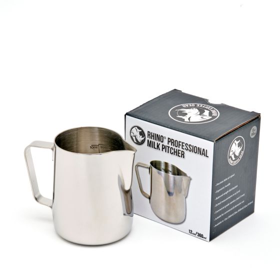 Rhino Pro Milk Pitcher, 360ml/12oz - Stainless Steel